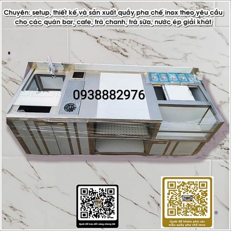 quầy pha chế cafe & sinh tố, quầy pha chế sinh tố, quầy pha chế cafe, quầy pha chế, quầy pha chế inox, quầy inox