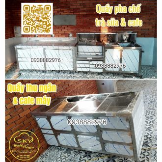 quầy pha chế, quầy pha chế inox, quầy inox, quầy pha chế cafe, quầy pha chế cà phê, quầy trà sữa, quầy pha chế trà sữa và cafe, quầy trà sữa cafe, quầy cafe sinh tố